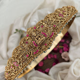 Vriksham Peacock Embossed Lakshmi Waist Ornament Bridal Hipbalt-Red-Green Bead-G19628